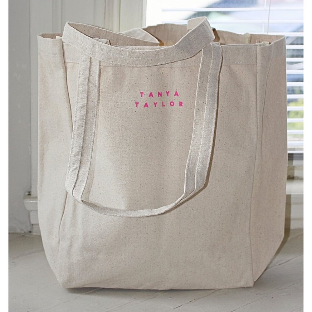 Tanya Taylor x Fashion Our Future Canvas Printed Tote Bag, "The Right To Tote" - Picture 2 of 11